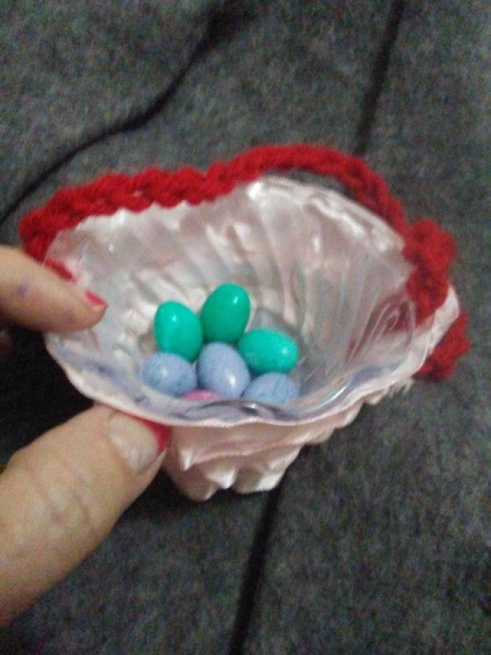 Mini Easter Basket with Candy - candy in bowl