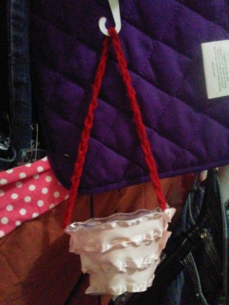 Mini Easter Basket with Candy - basket hanging from a hook