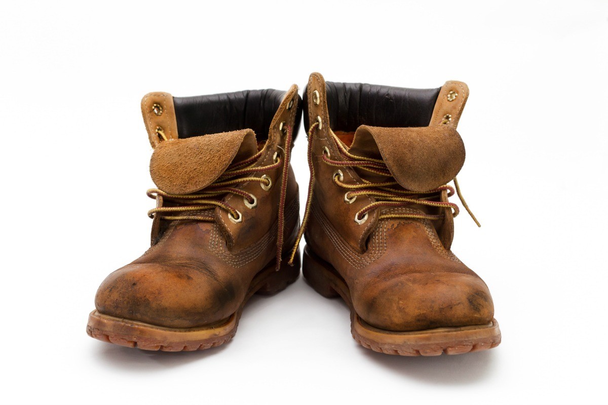 worn work boots