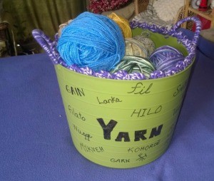 Multi-linguistic Yarn Tub - finished tub filled with yarn