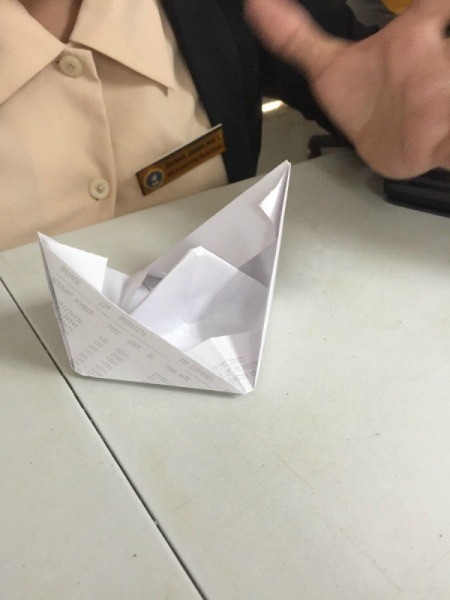 Folded Paper Box - open until it resembles a boat