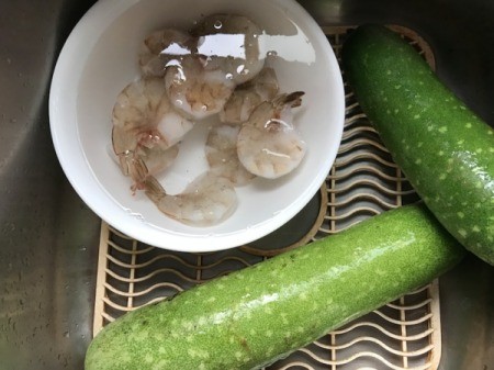 Winter Melons and bowl of shrimp