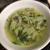 Bowl of Winter Melon Soup with Shrimp and Mushrooms