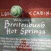 A "Welcome to Breitenbush Hot Springs" sign.