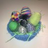 Unique Eggs in One Homemade Basket - decorated eggs in crochet basket