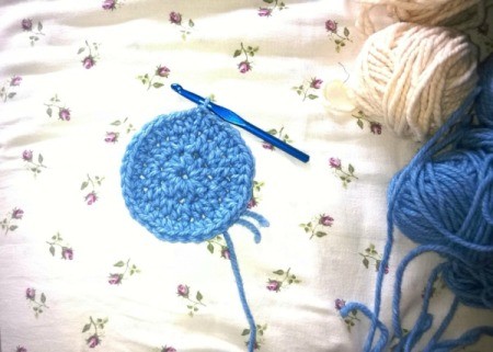 Unique Eggs in One Homemade Basket - crocheting the base of the basket