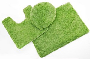 3 green bathroom throw rugs