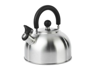Stainless stovetop whistling tea kettle