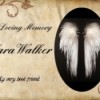 A card in memory of Clara Walker with angel wings.