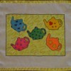 Tea is Served! - Tea Tray Cloth - colorful finished cloth with 5 teapots