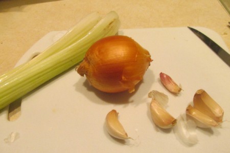 celery, onion and garlic