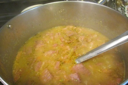 Corned Beef Split Pea Soup in pot