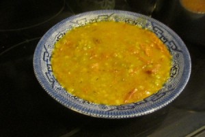 Leftover Corned Beef Split Pea Soup in a bowl