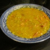 Leftover Corned Beef Split Pea Soup in a bowl