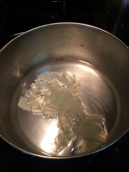 Aloe and water in pan