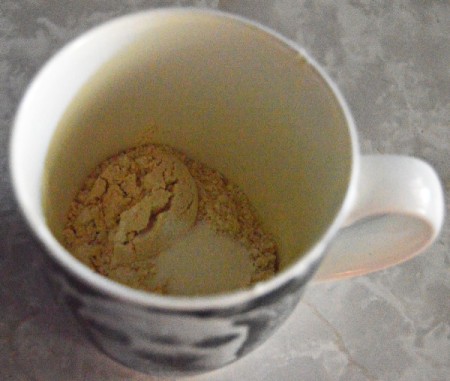 flour, baking powder and salt in a cup