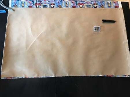 Fabric Cover for Baby Gate - template pinned to main fabric