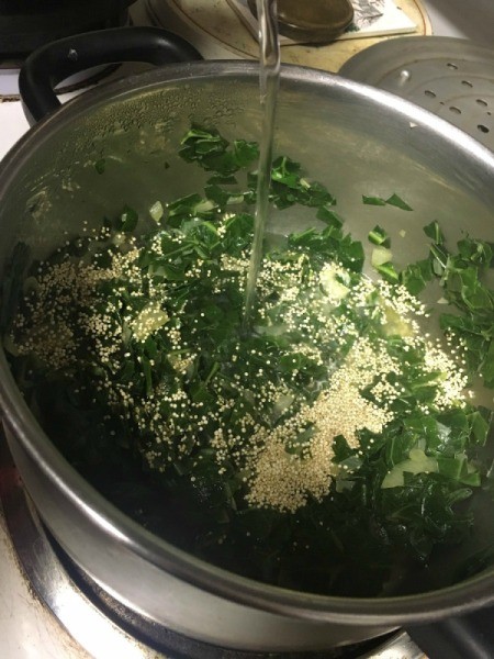 Kale, Onion and cooked Quinoa