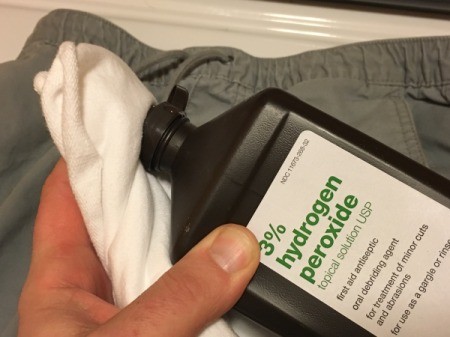 Peroxide for Removing Blood Stains - pour peroxide on rag