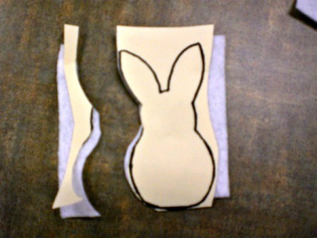 Spring Magnet or Easter Basket Decoration - draw and cut out bunny shape templet and use to cut out bunny
