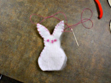 Spring Magnet or Easter Basket Decoration - stuffed bunny