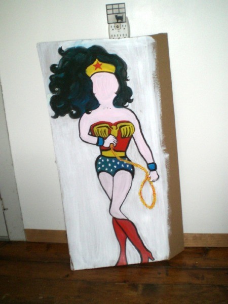 Photo Cutouts for Any Party - faceless Wonder Woman painting