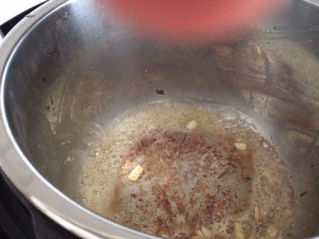 chicken remnants in pan