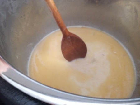 liquid ingredients in pan