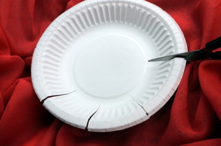 Paper Plate Flower - cut at mark to center ridge of plate