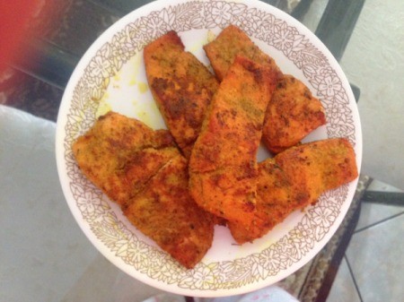 cooked salmon on plate