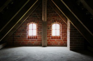 Empty Attic with two small windows.
