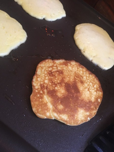 Mini Cream Cheese Crepe flipped over on pan