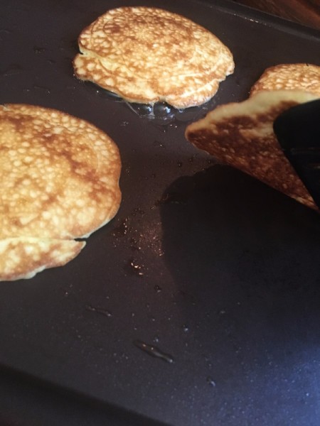 Mini Cream Cheese Crepe flipped over on pan