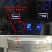 A Samsung ice maker that is not working.