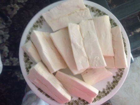 cut Cassava on plate