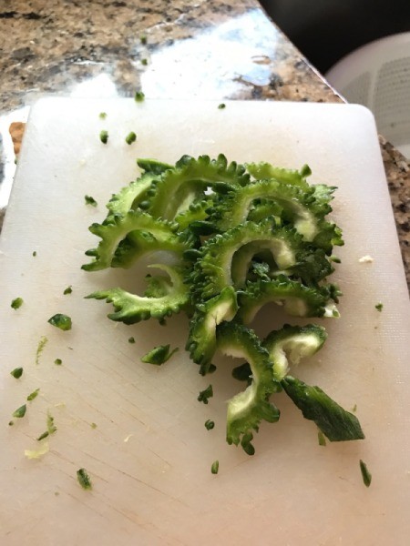 Fried Karela Bitter Meloncut in pieces