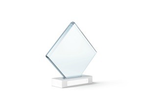 Glass diamond shaped award.