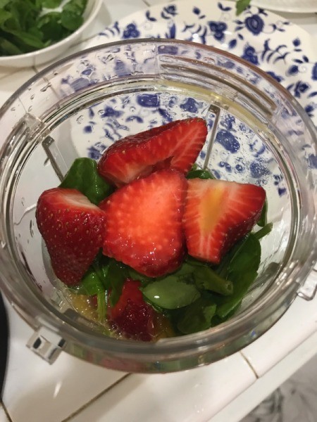 Green Blended Juice ingredients in blender