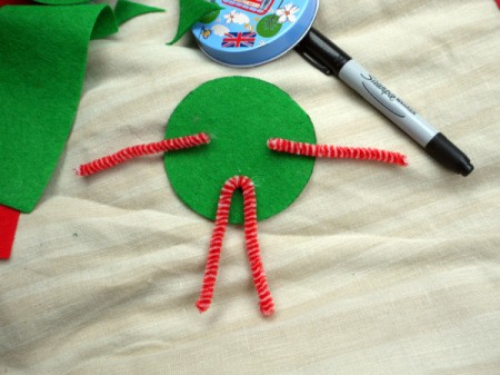 One Eyed Monster Badge - glue pipe cleaner on for legs