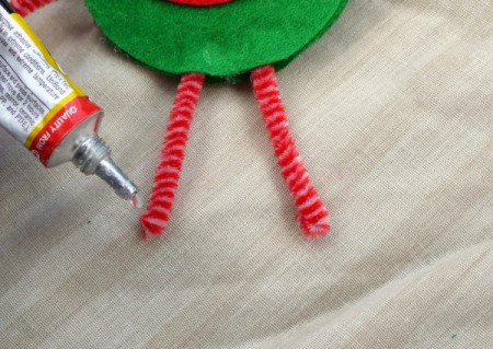 One Eyed Monster Badge - apply a bit of glue to tip of leg