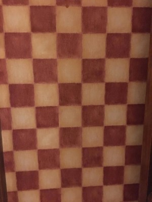 Discontinued Wallpaper - brick and honey colored checkerboard pattern