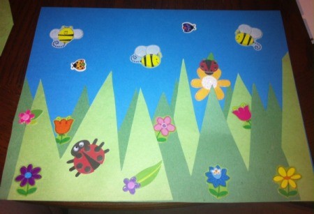 Spring Day Project Using Stickers - add bug and flower stickers