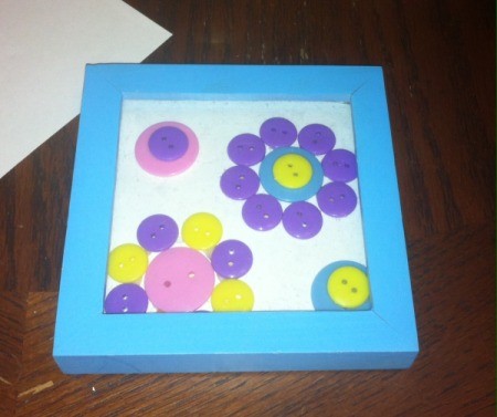 Button Flowers - place back in frame and display