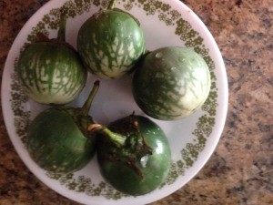 Apple Green Eggplant on plate