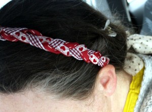 Revamp an Old Headband with Ribbon - top view of headband being worn