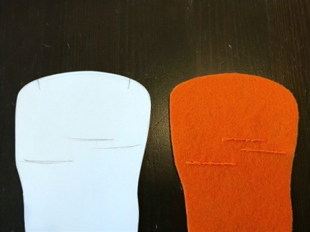 Felt Carrot Money Pocket - closeup of stitching