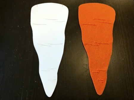 Felt Carrot Money Pocket - embroidery finished for details