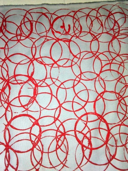 Fabric Stamping Art Project - finished design closeup