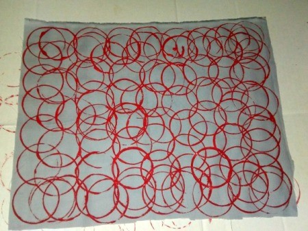 Fabric Stamping Art Project - view of competed square