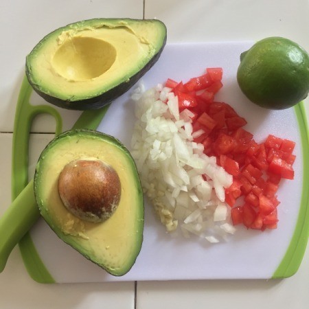 Homemade Guacamole ingredients